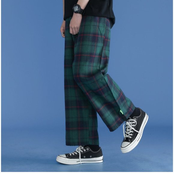 The plaid street men in pants